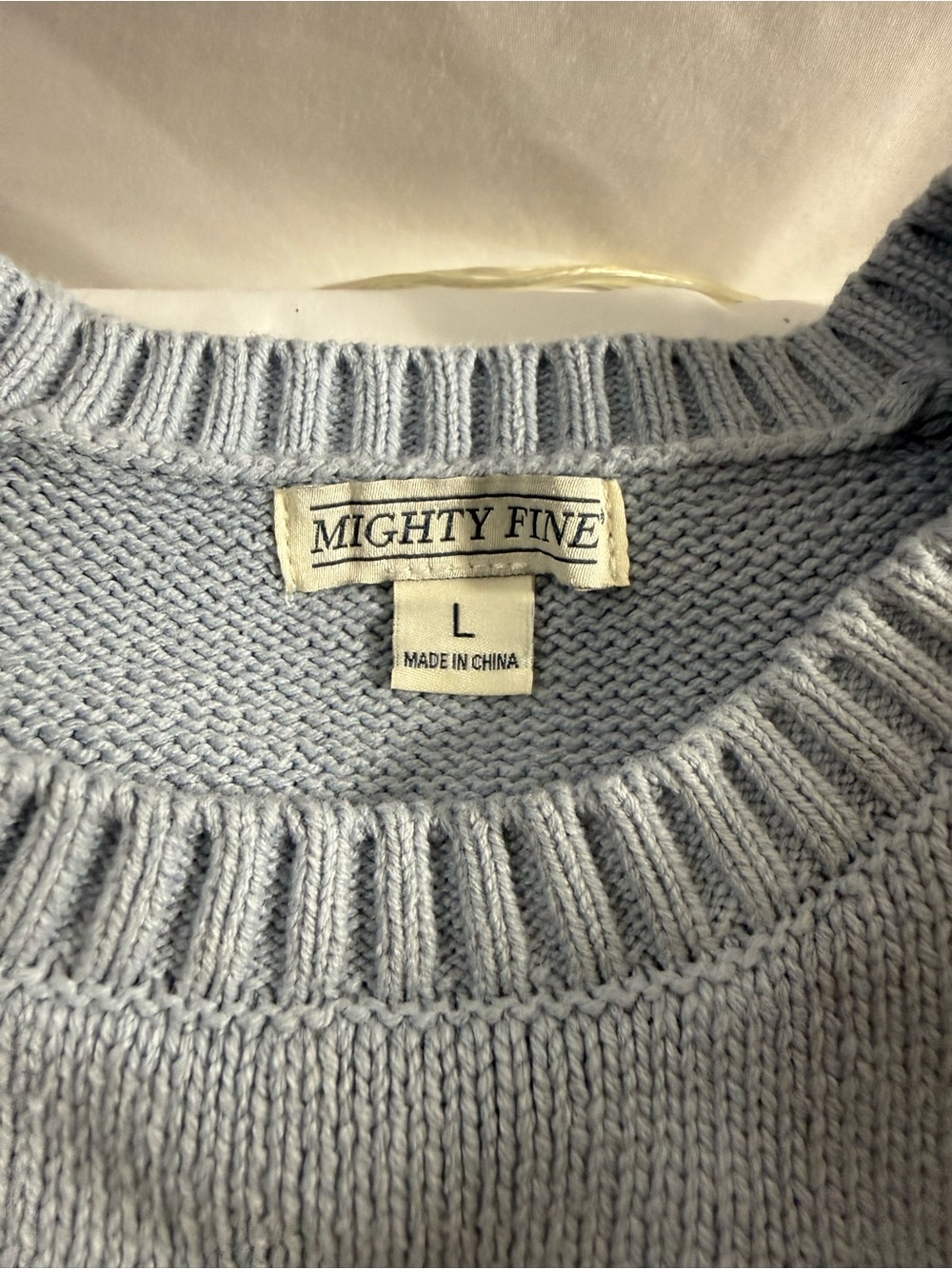 Mighty Fine Light Blue Crewneck Sweater with Red Lobster - Picture 2 of 5